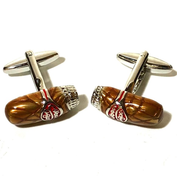 Silver Cuban Cigar Cufflinks - Picture 2 of 4